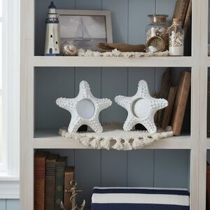 White Starfish Ceramic Photo Frame Pair - Coastal Home Accent